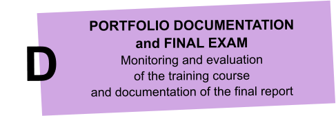 PORTFOLIO DOCUMENTATION  and FINAL EXAM Monitoring and evaluation of the training course and documentation of the final report  D